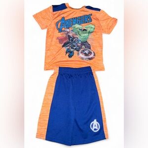 Marvel Avengers Boys 4T T-Shirt & Shorts Set Orange Blue Kids Outfit